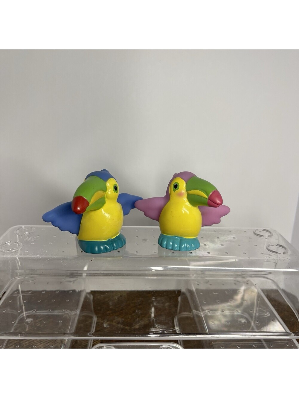 Fisher Price Little People Toucan Bird Figures Pink Blue Tropical Zoo Set of 2